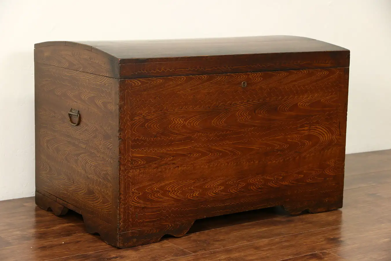 Main image of Swedish Grain Painted 1870's Antique Immigrant Trunk or Blanket Chest