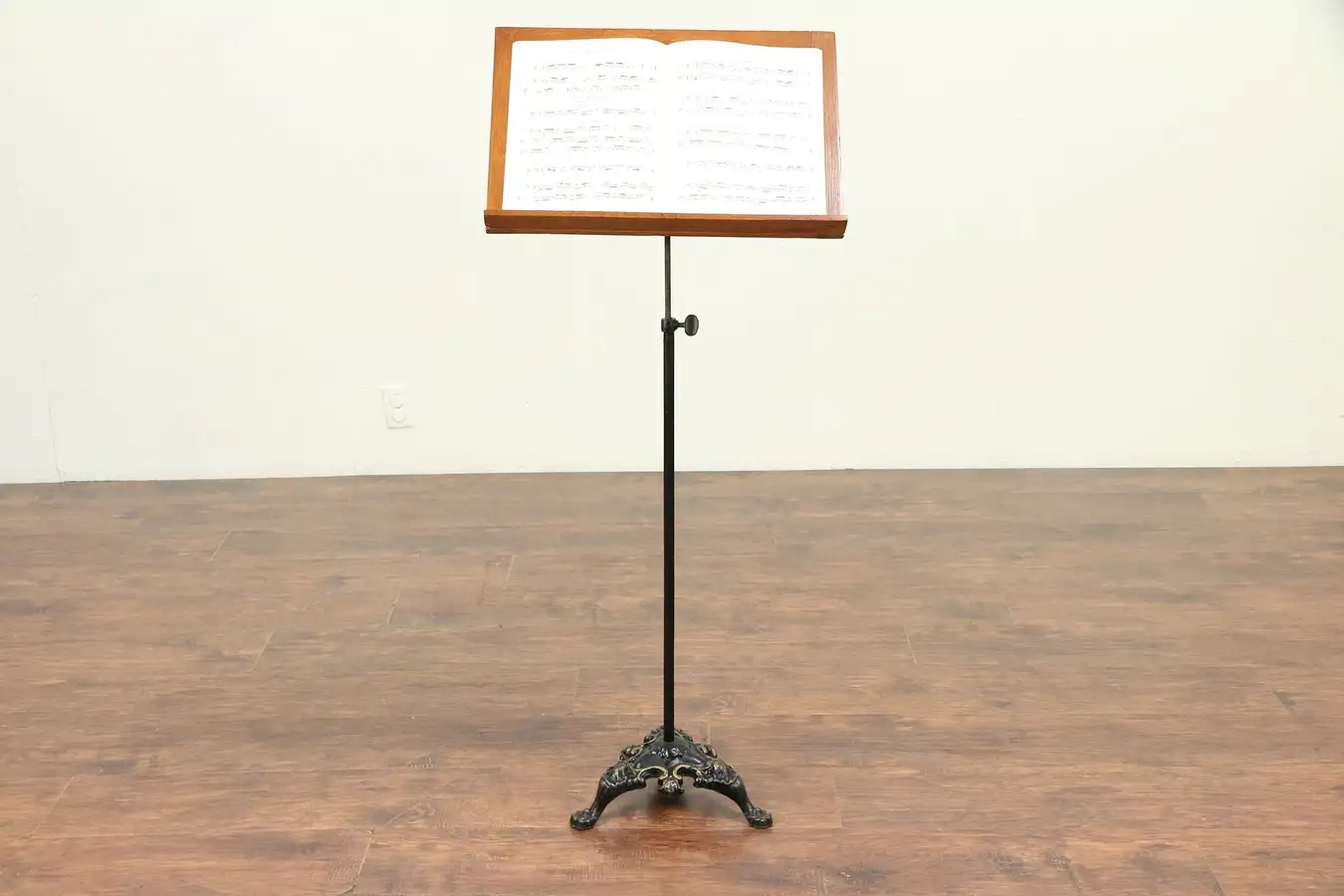 Main image of Victorian Antique Oak & Iron Adjustable Music Stand