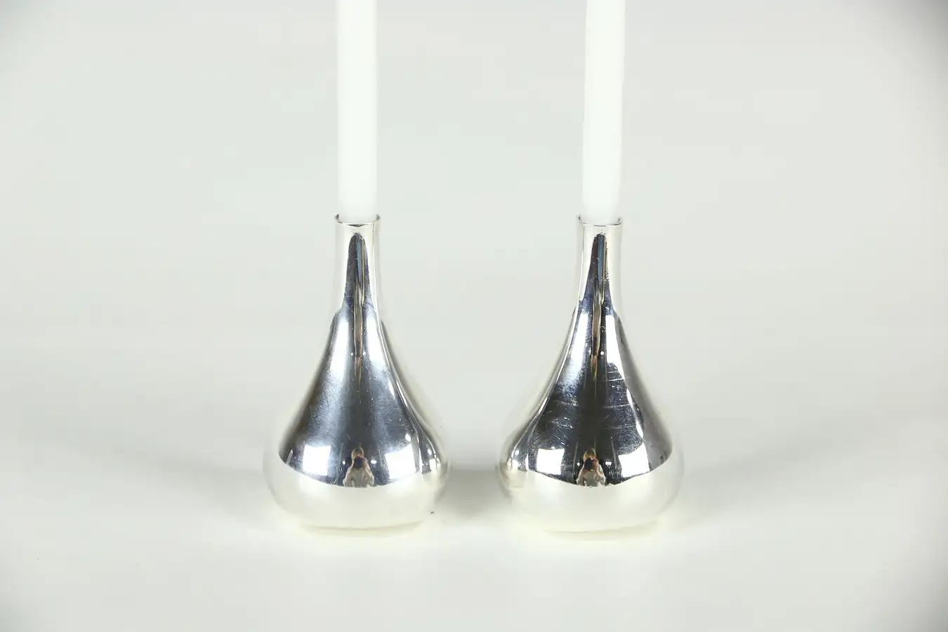 Main image of Midcentury Modern Pair of Tiny Taper Candleholders Signed Dansk France