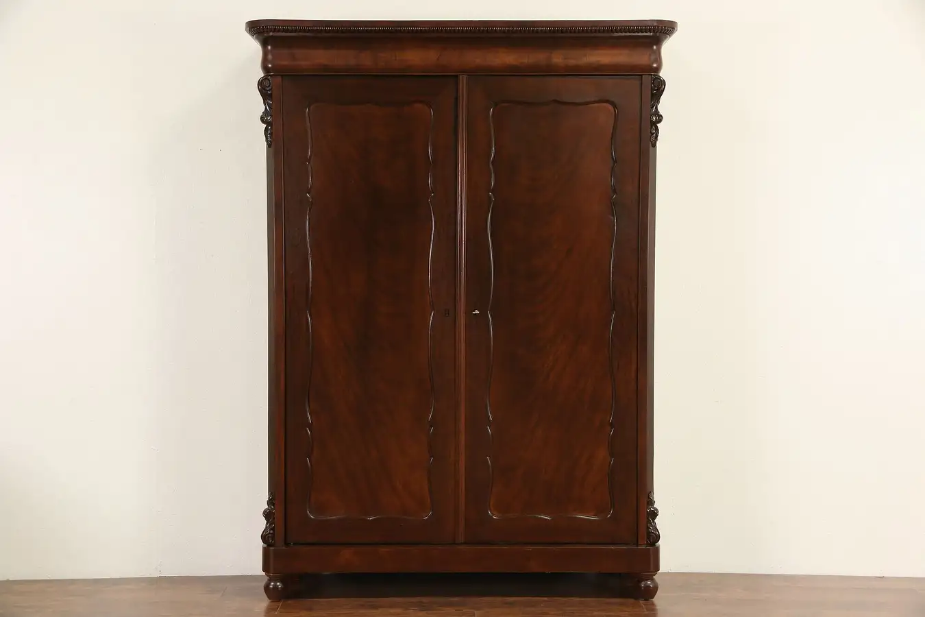 Main image of English 1870's Antique Mahogany Armoire Linen Closet