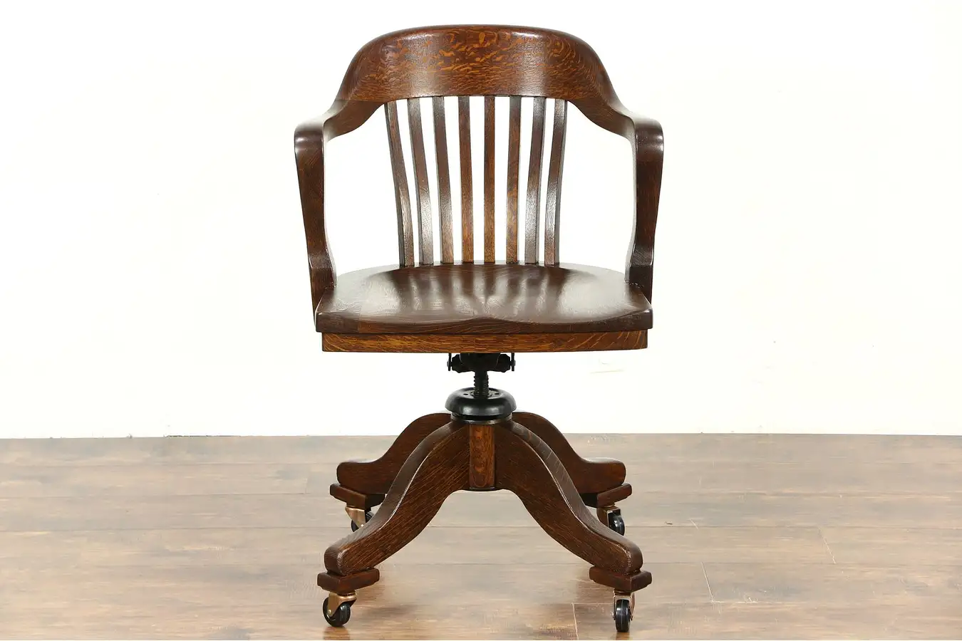 Main image of Oak Antique Swivel Adjustable Office Desk Chair