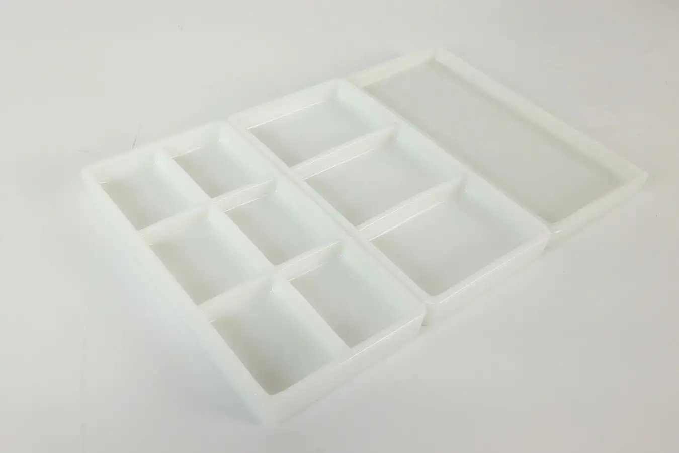 Main image of Set of Three Antique Milk Glass Dental Trays, Two Rivers WI