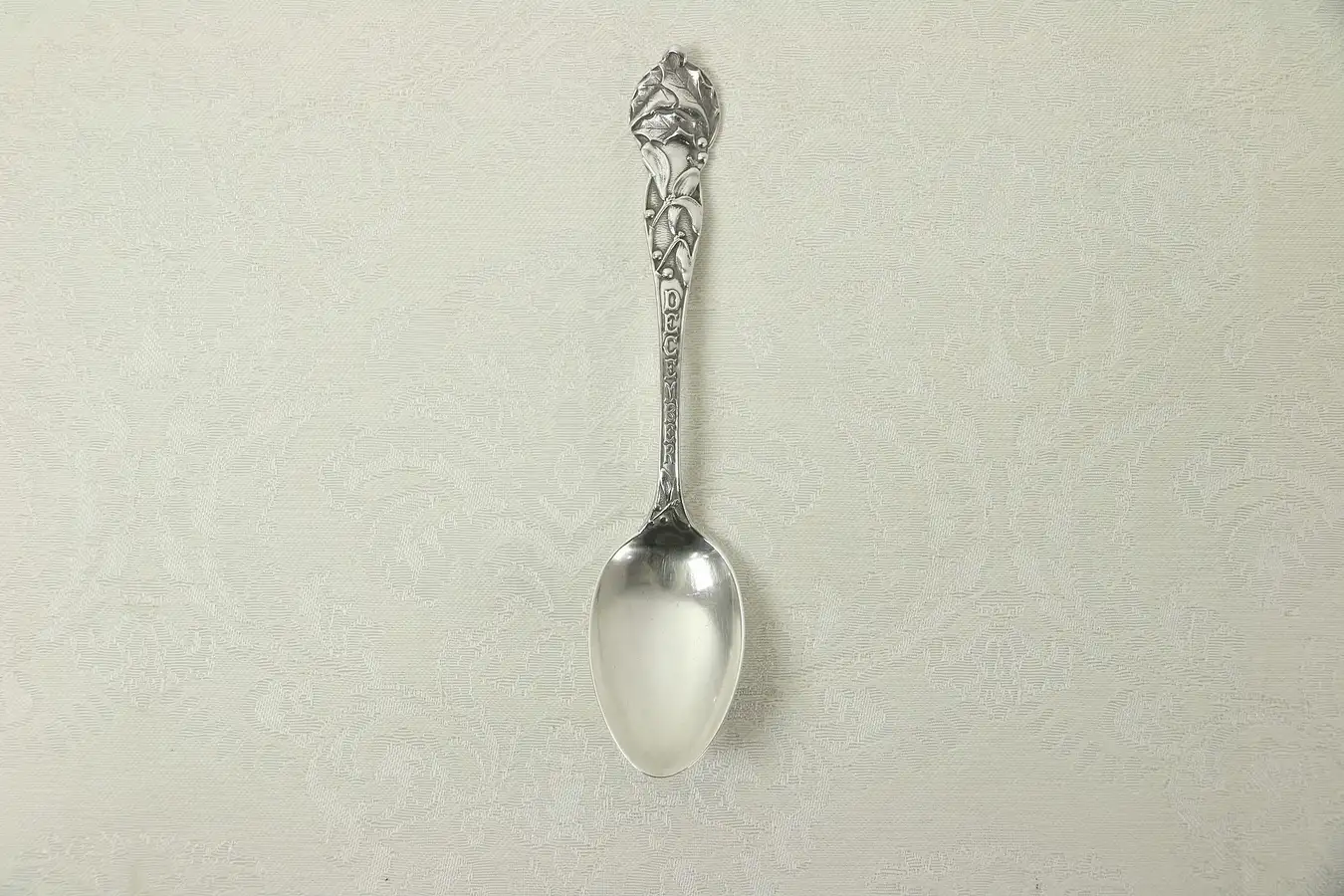 Main image of Sterling Silver Antique December Souvenir or Birthday Spoon, Holly
