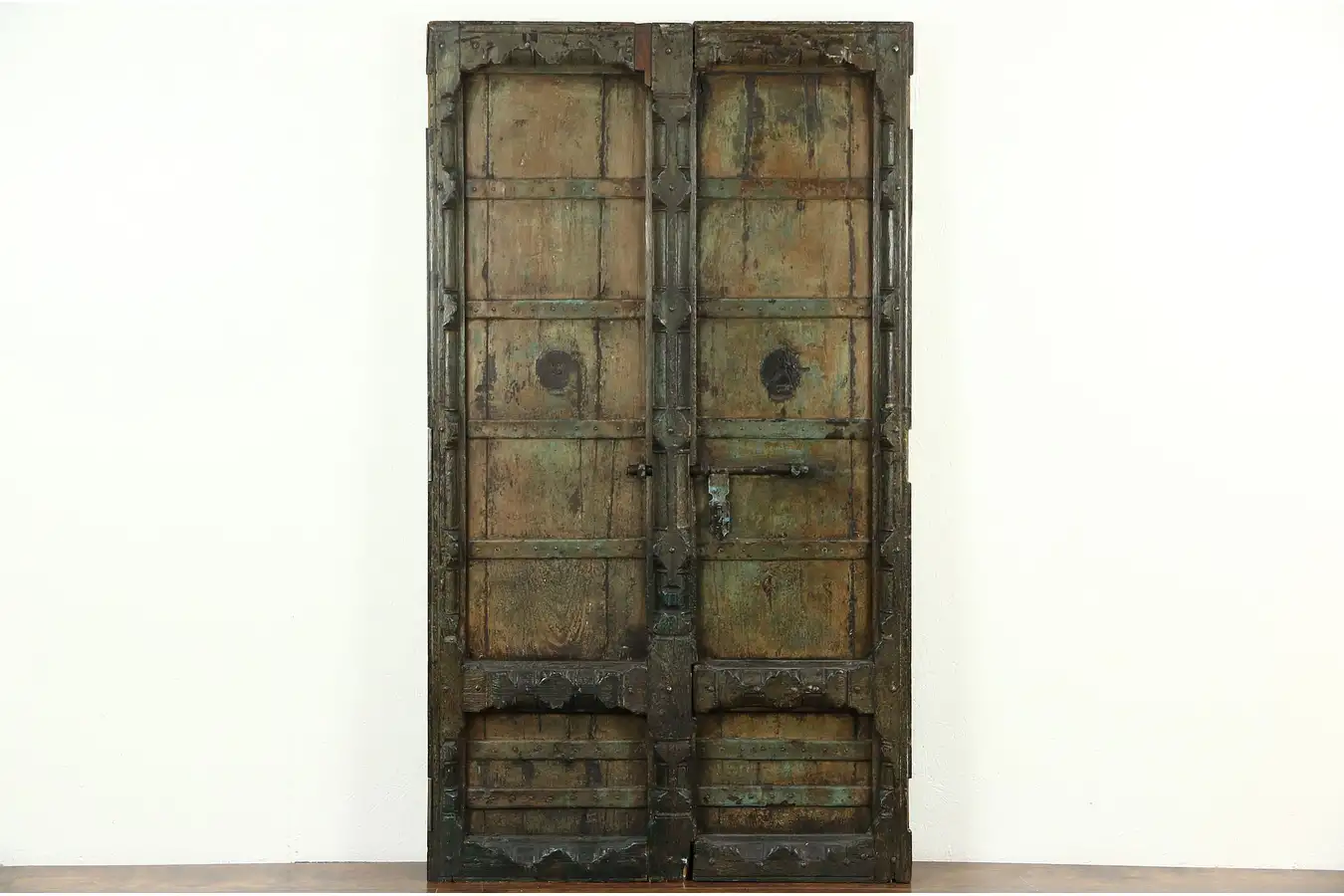 Main image of Pair of Dutch East Indies Antique Teak Doors, Iron Mounts, Salvage