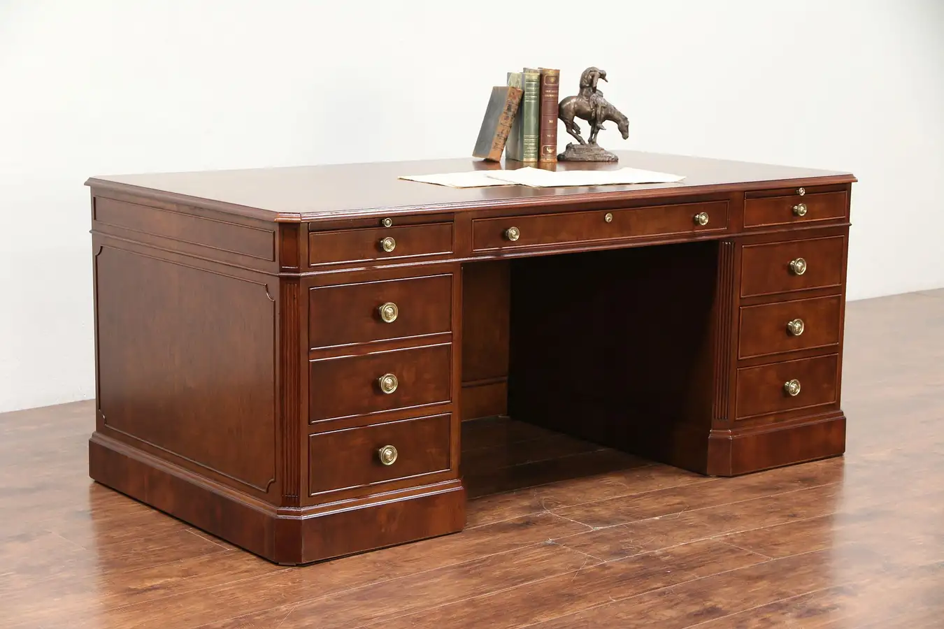 Main image of Executive Vintage Walnut Library or Office Desk, Signed Standard