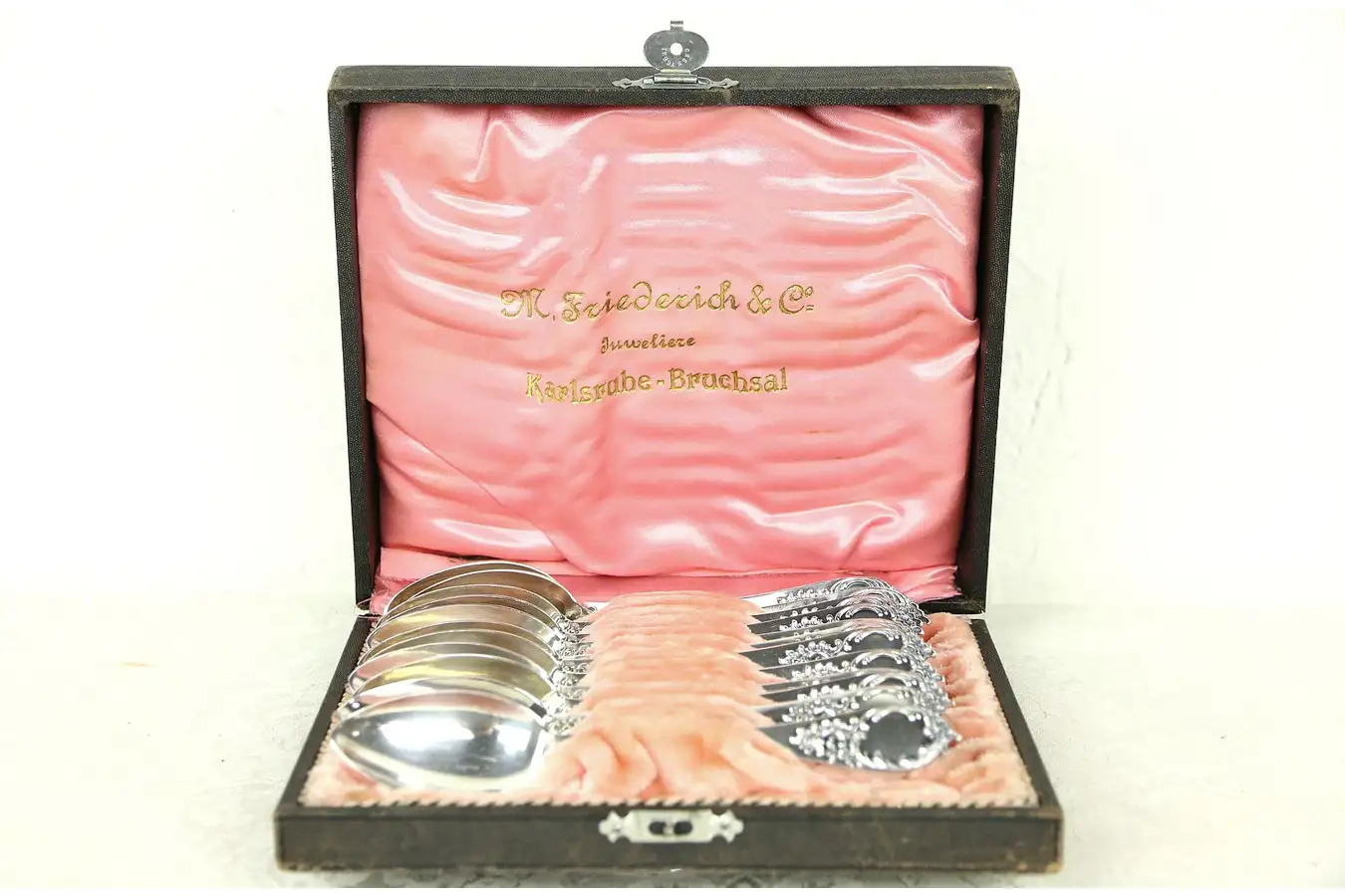 Main image of Set of 12 Antique 800 Silver Dessert or Coffee Teaspoons, Germany, Boxed