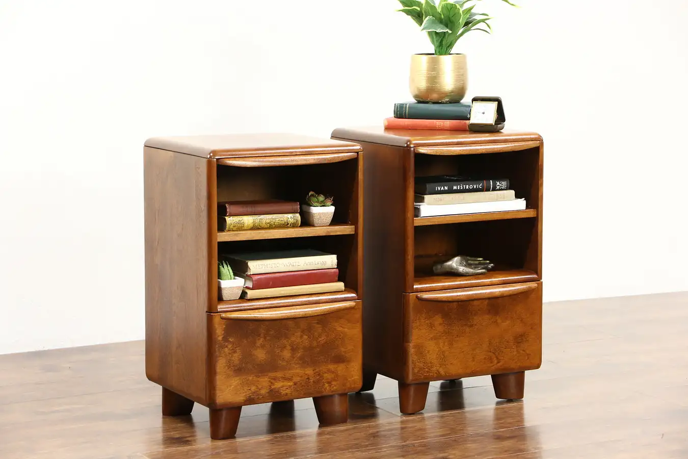 Main image of Pair of Midcentury Modern 1950's Vintage Nightstands, Signed Heywood Wakefield