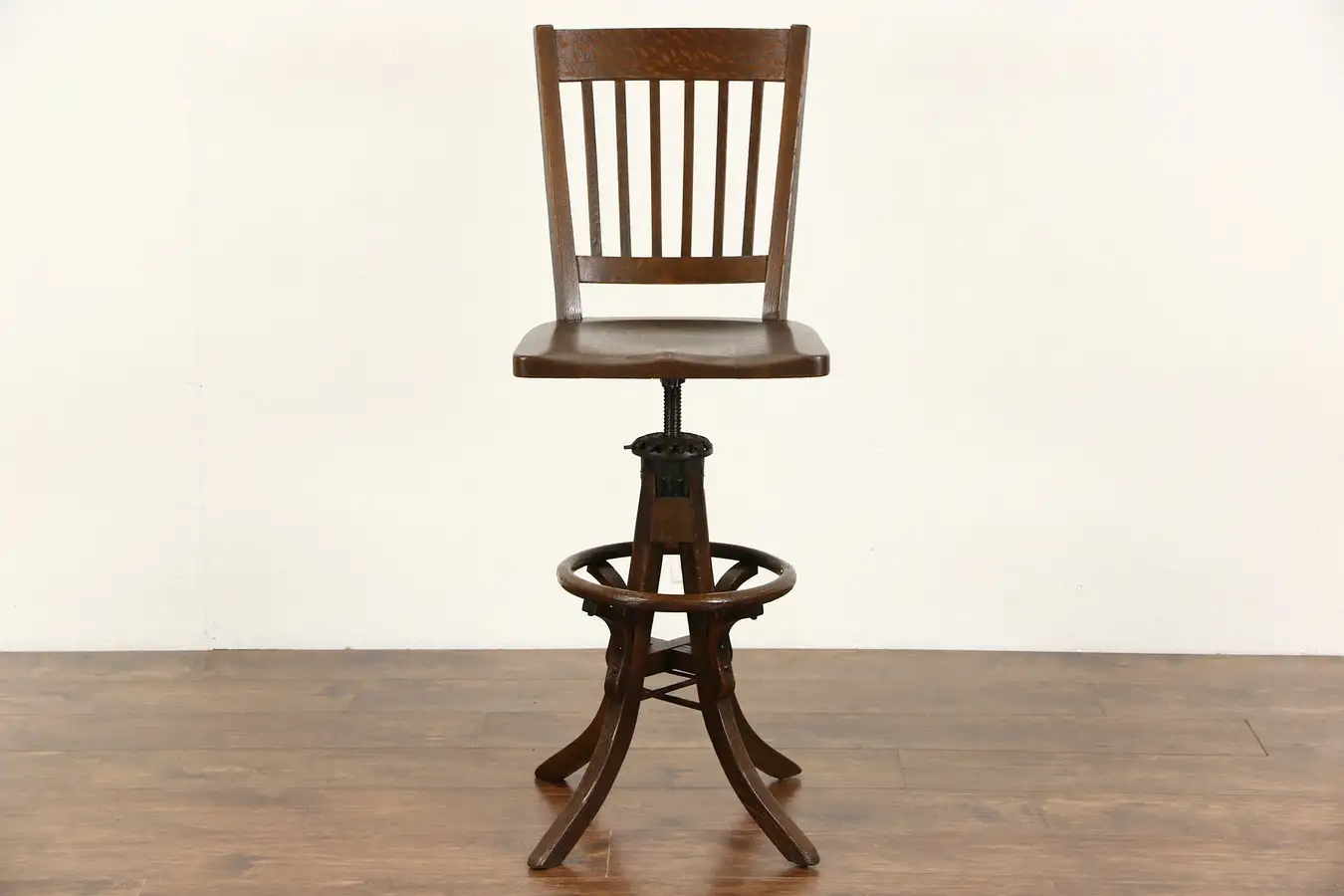 Main image of Craftsman Antique Oak Drafting or Architect Swivel Adjustable Stool, Pat. 1914