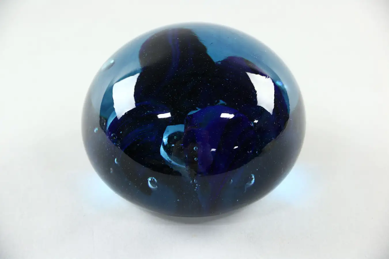 Main image of Ipsen (?) Signed Blue Glass Paperweight