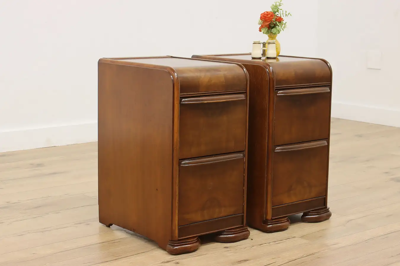 Main image of Art Deco Vintage Waterfall Nightstands, Side or End Tables
