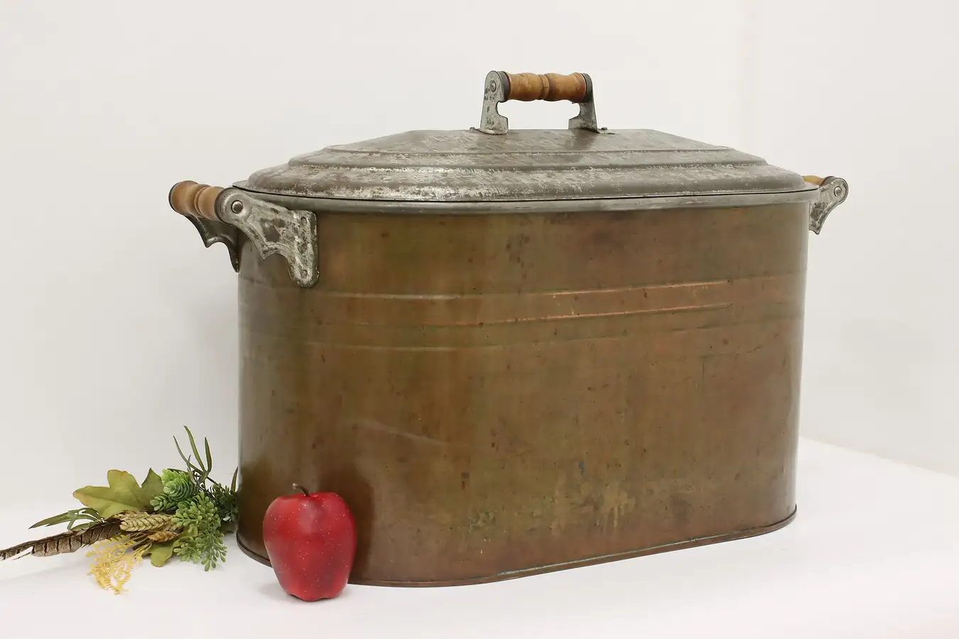 Main image of Farmhouse Antique Copper Wash Boiler Kindling Bin or Planter