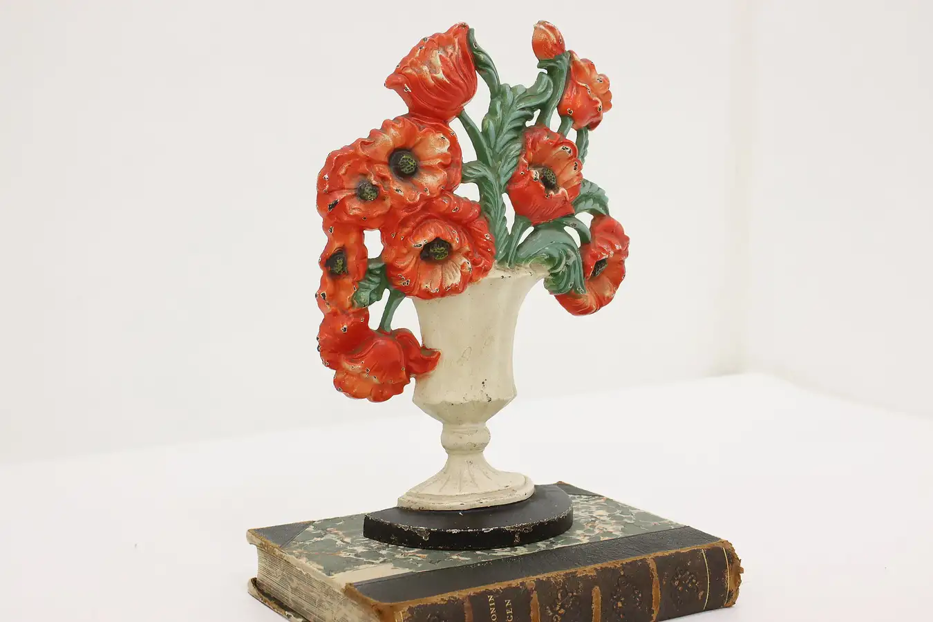 Main image of Victorian Antique Painted Cast Iron Flower Bouquet Door Stop