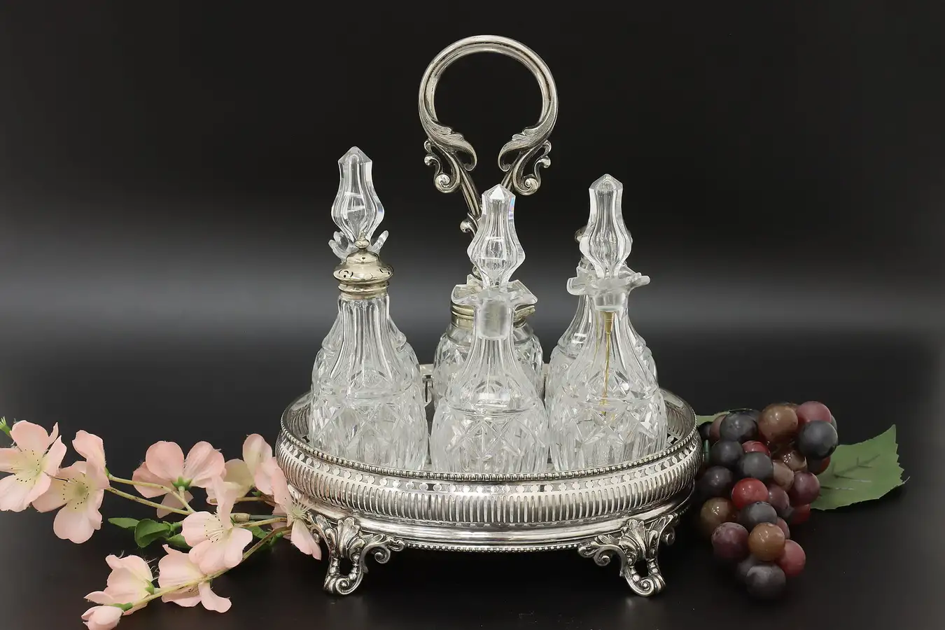 Main image of Victorian Antique Silverplate 6 PC Cruet Condiment Set D&S