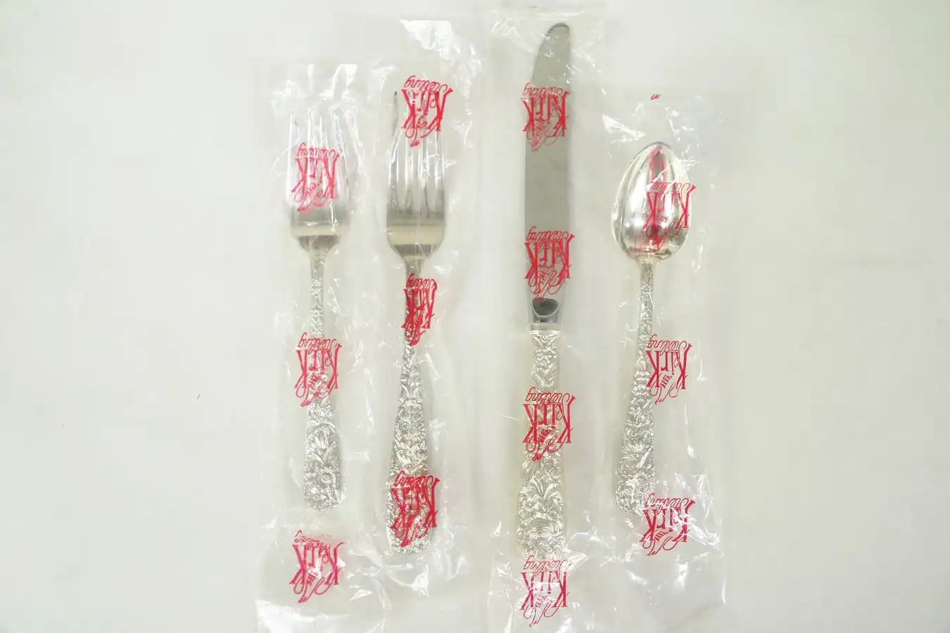 Main image of Repousse Kirk Stieff Sterling Silver 4 Pc Place Setting, New in Bag