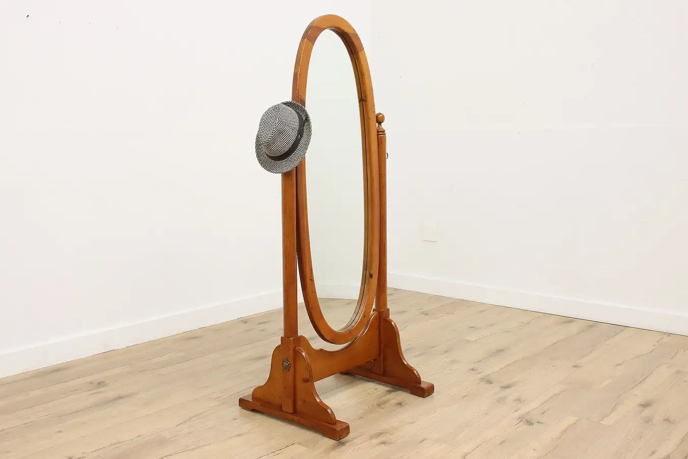 Main image of Farmhouse Vintage Pine Boudoir Cheval Swivel Dressing Mirror