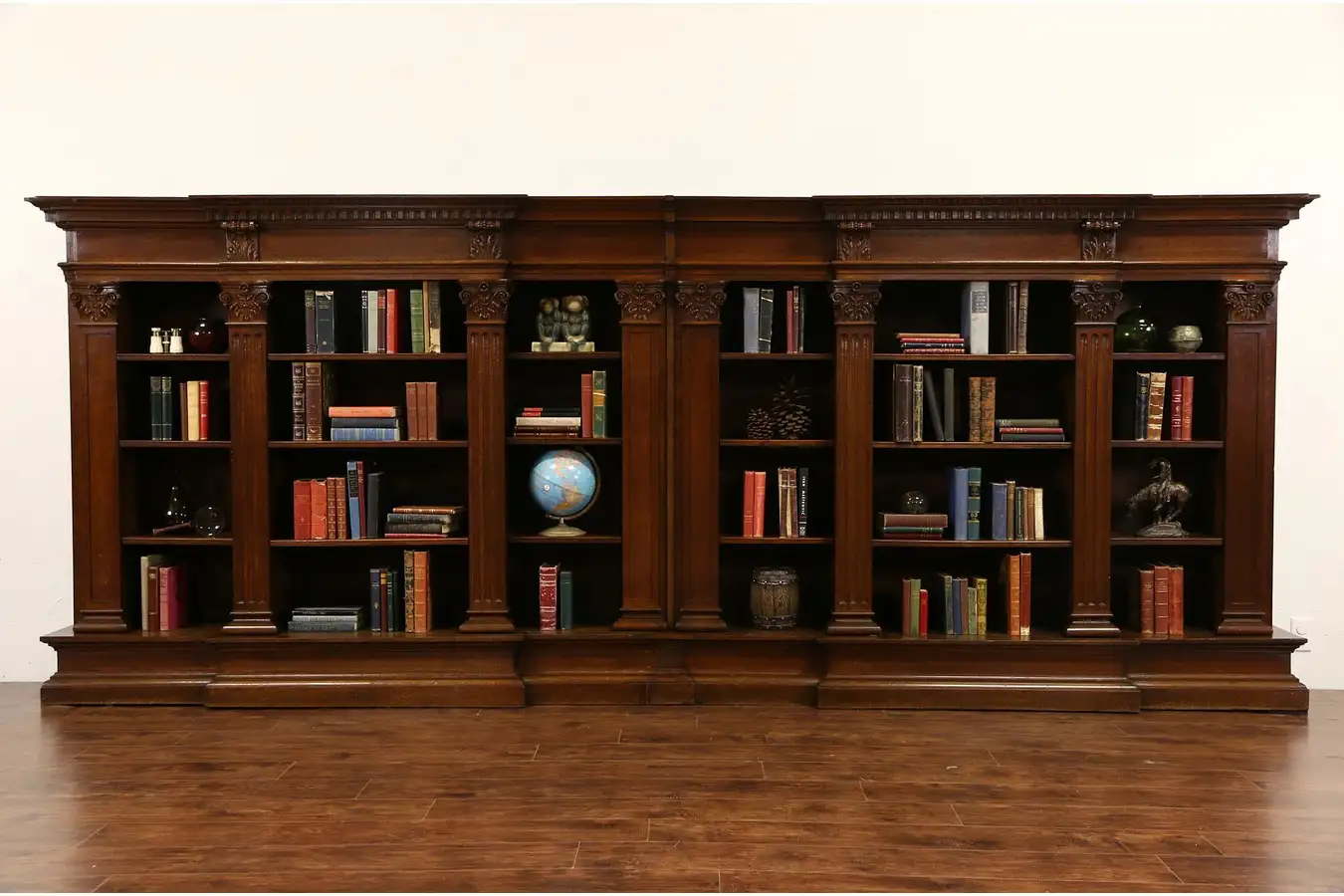 Main image of French Classical Hand Carved Oak 1870's Antique 13 1/2' Library Bookcase