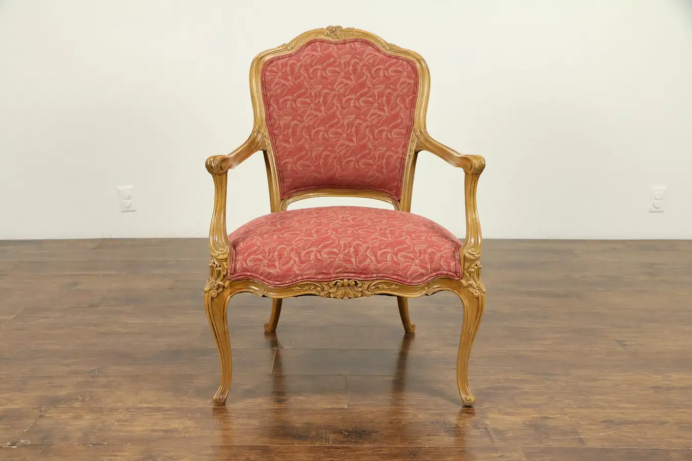 Main image of Country French Vintage Carved Beech Large Chair, Recent Upholstery