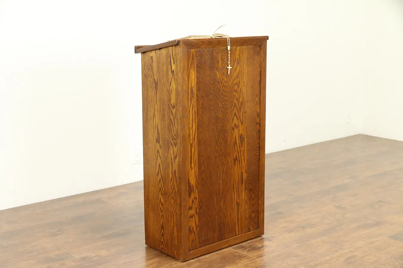 Main image of Oak Antique Podium, Reception Desk, Dictionary or Bible Stand & Bookcase
