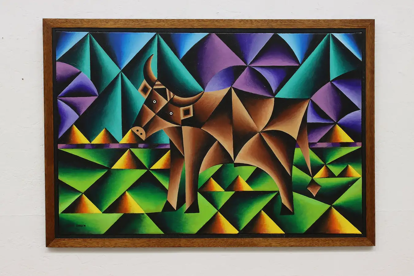 Main image of Brown Bull Cubed Original Acrylic Painting, Bodden 39.5"