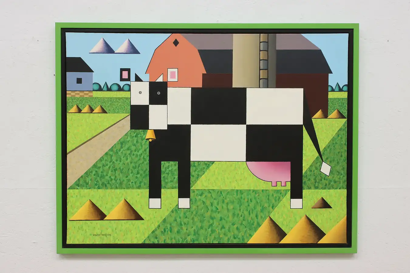 Main image of Square Cow with Barn Original Acrylic Painting, Bodden 43"