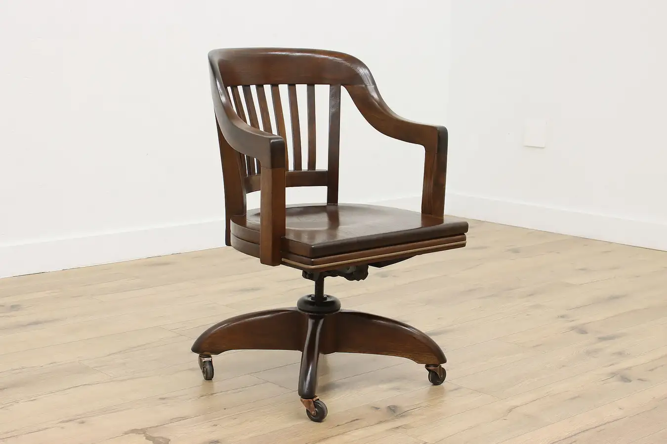 Main image of Traditional Vintage Walnut Adjustable Desk Chair Campbell