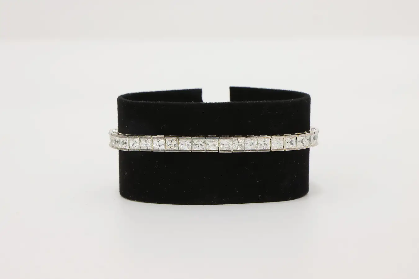 Main image of Sterling Silver Princess-Cut CZ Tennis Bracelet - 7"