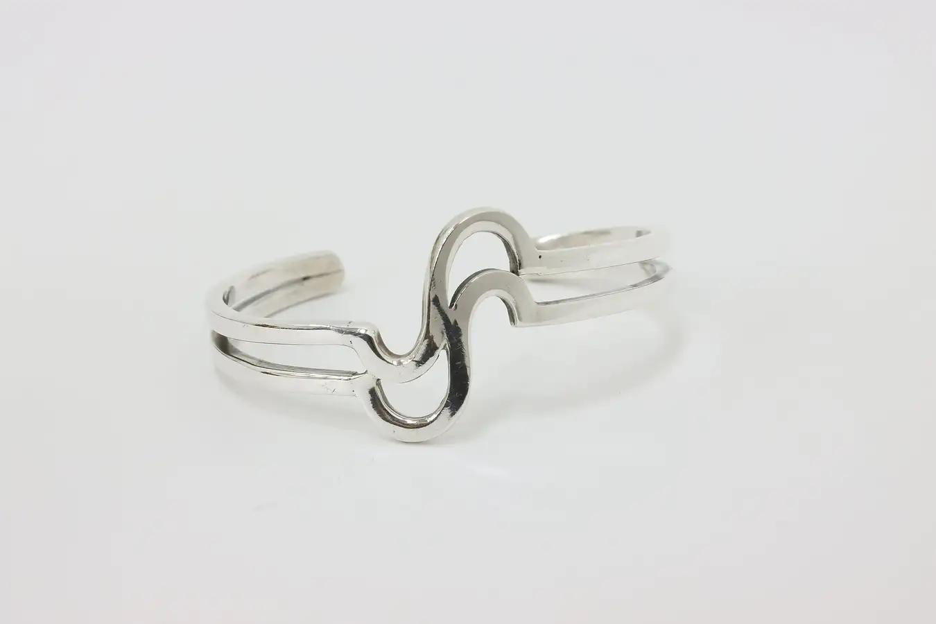 Main image of Sterling Silver Modern Swirl Cuff Bracelet – 24g