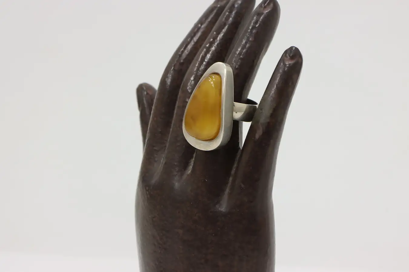 Main image of Sterling Silver Amber Ring – Size 7