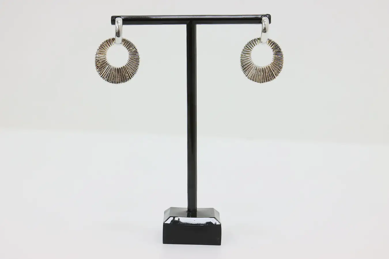 Main image of Sterling Silver Textured Circle Drop Earrings – 12g