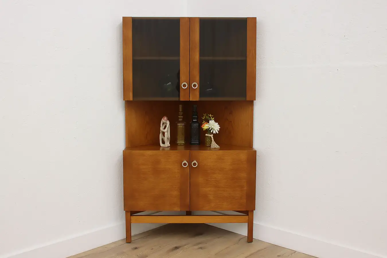 Main image of Midcentury Modern Vintage Teak Corner Bar Cabinet Rimmes