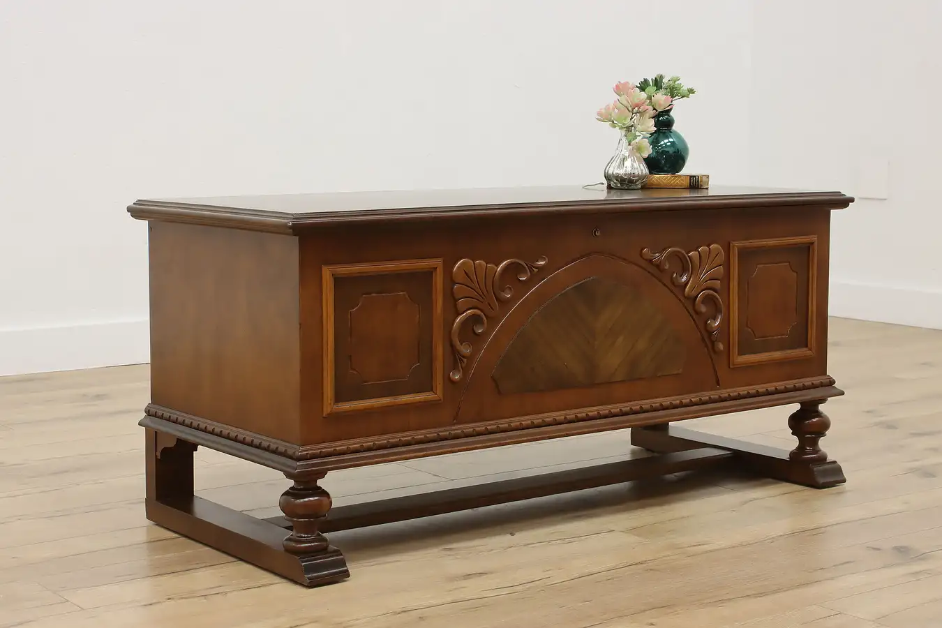 Main image of English Tudor Vintage Cedar Chest Coffee Table Cavalier