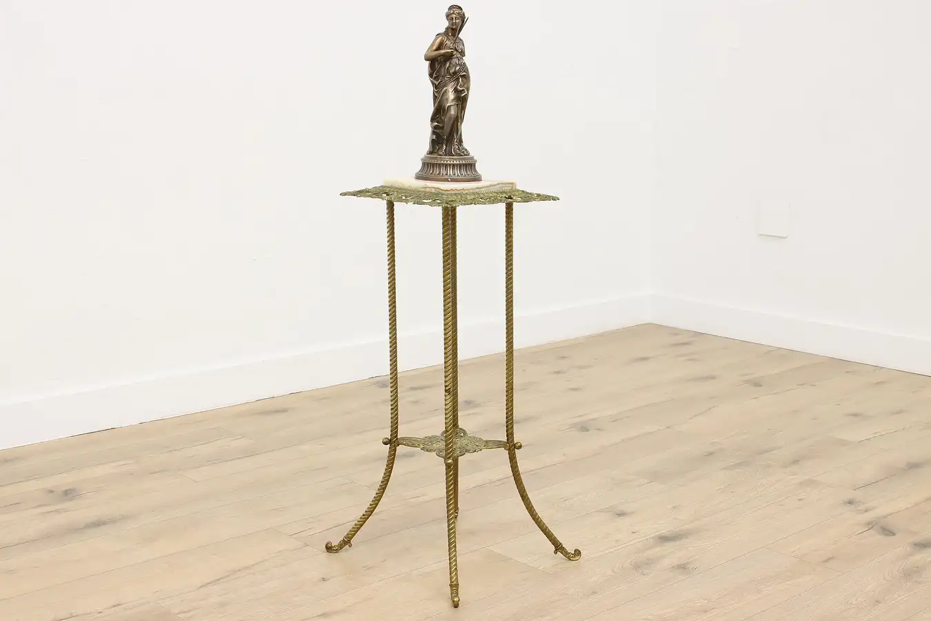 Main image of Victorian Antique Brass & Onyx Plant or Sculpture Stand