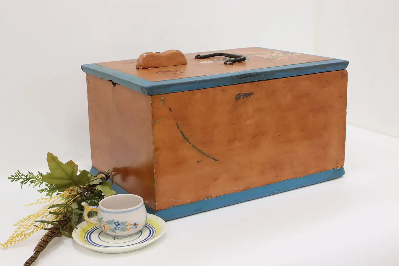 Main image of Scandinavian Farmhouse Antique Painted 1858 Keepsake Chest