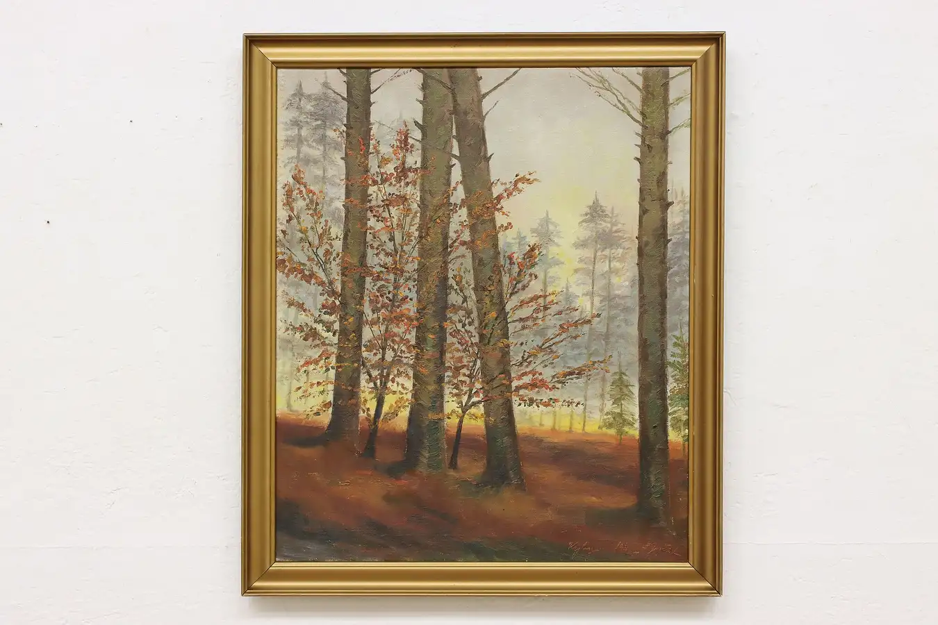 Main image of Changing Seasons Vintage Original Oil Painting, Signed 28"