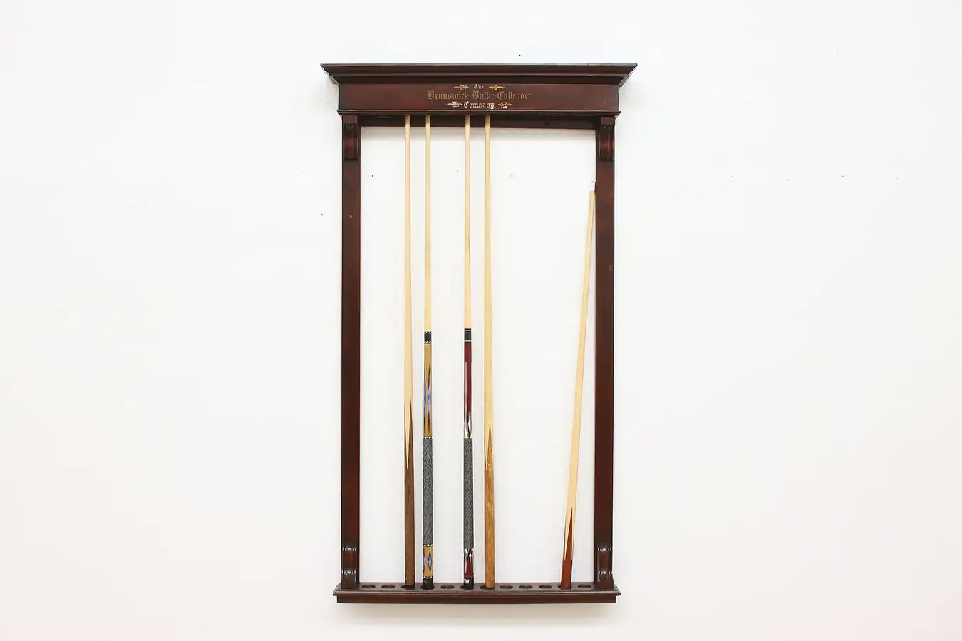 Main image of Brunswick Balke Antique Birch Billiards Pool Cue Wall Rack