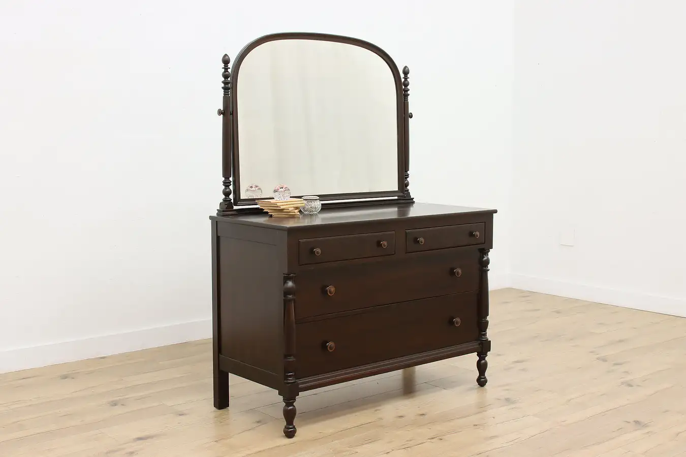 Main image of Traditional Antique Carved Mahogany Dresser Chest Northern