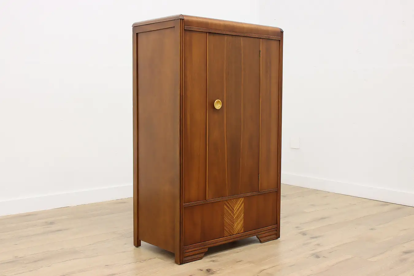Main image of Art Deco Vintage Waterfall Walnut Chifferobe Closet Bakelite