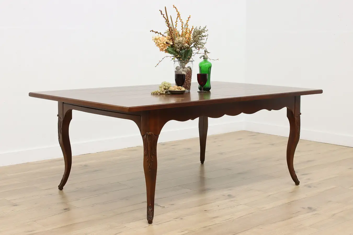 Main image of Country French Vintage Cherry Dining Table Opens 117" Baker