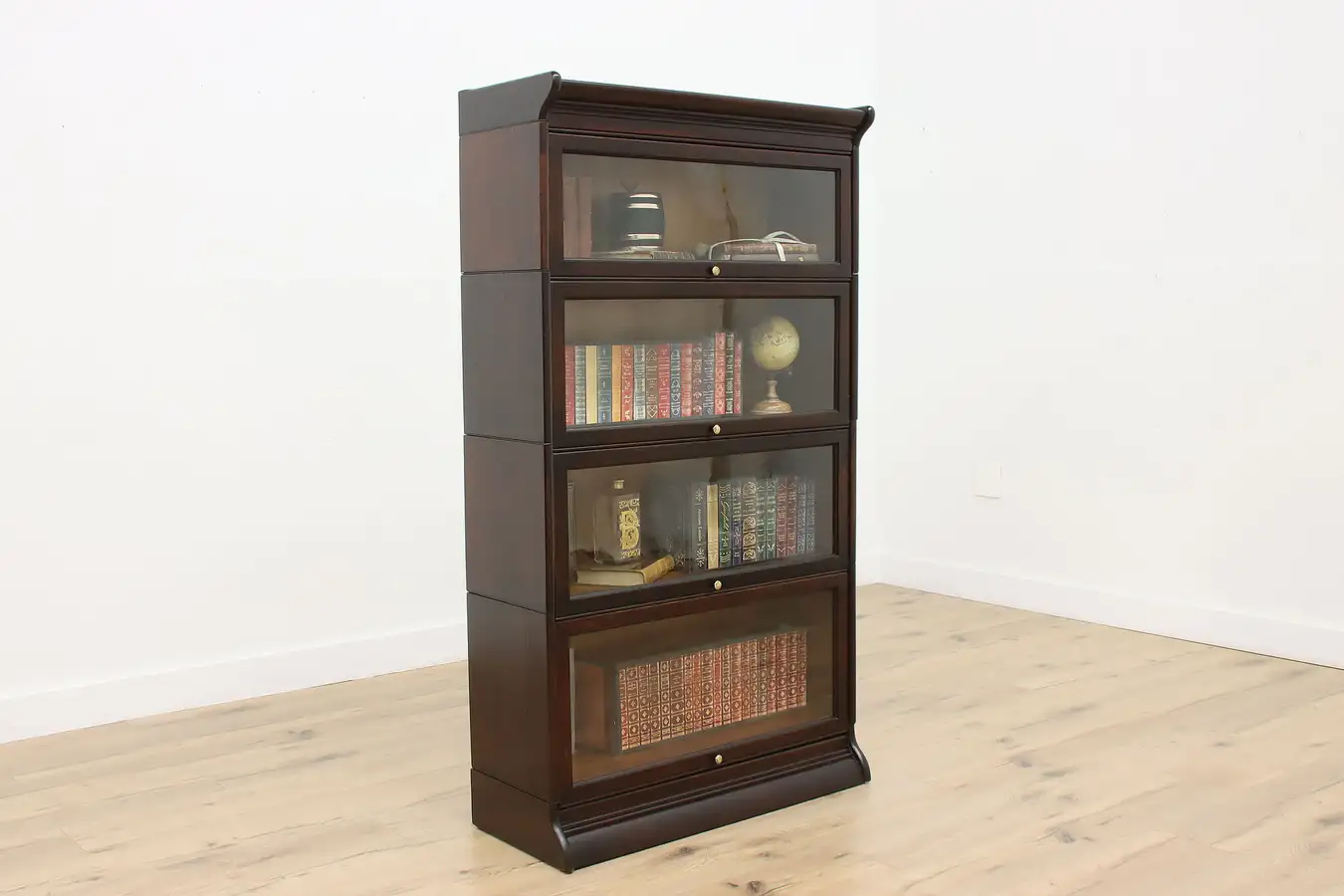 Main image of Arts & Crafts Antique Oak 4 Stack Lawyer Bookcase Display