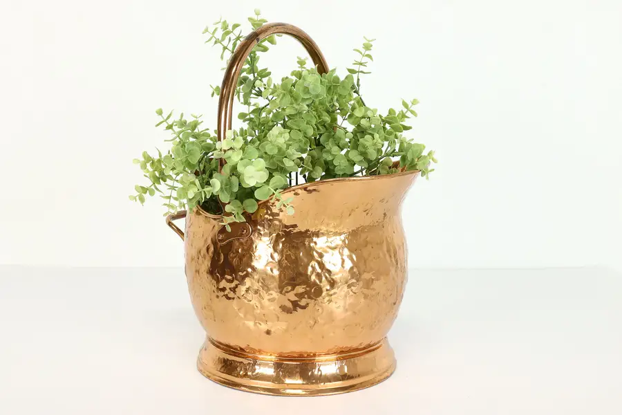 Photo of Copper Vintage Farmhouse Coal Scuttle, Hod, Planter, Magazine Caddy