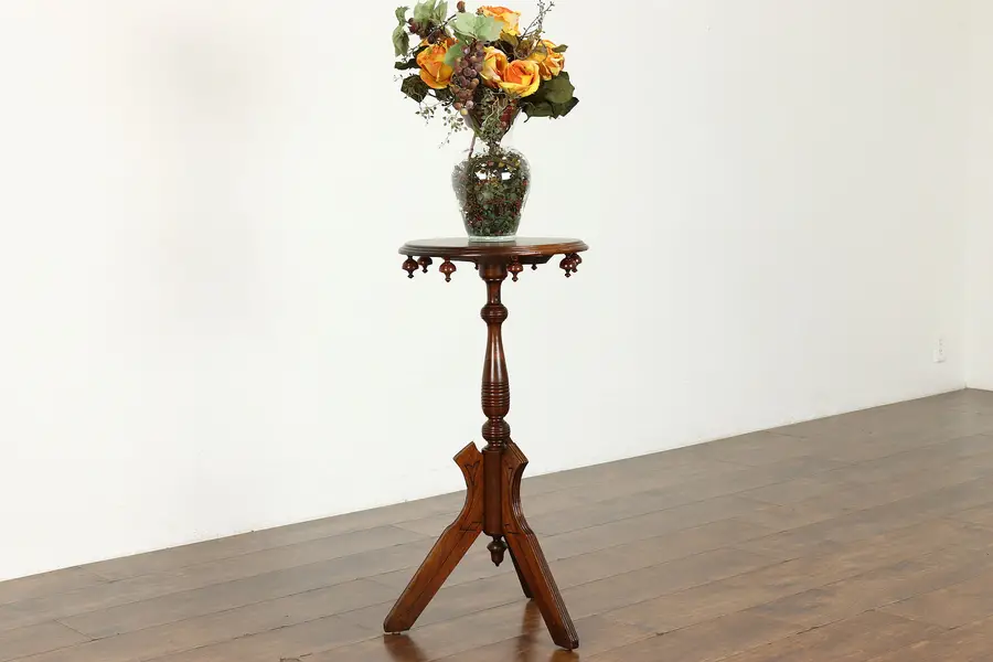 Photo of Victorian Eastlake Antique Walnut Plant Stand or Sculpture Pedestal