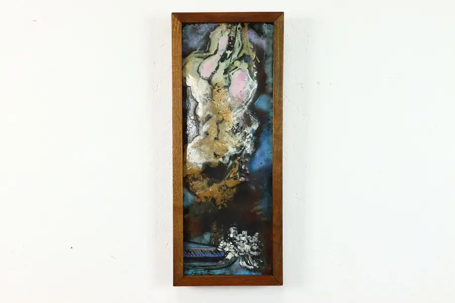 Photo of Abstract Art Original Vintage Enamel on Copper, Richard Loving 24"