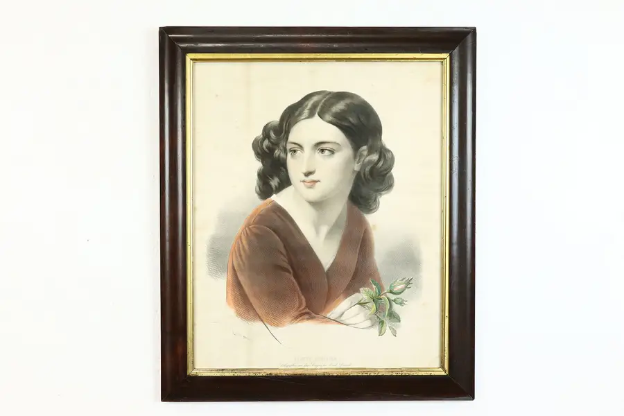 Photo of Victorian French Antique 1844 Hand Colored Engraving Etudes Lassalle 26"