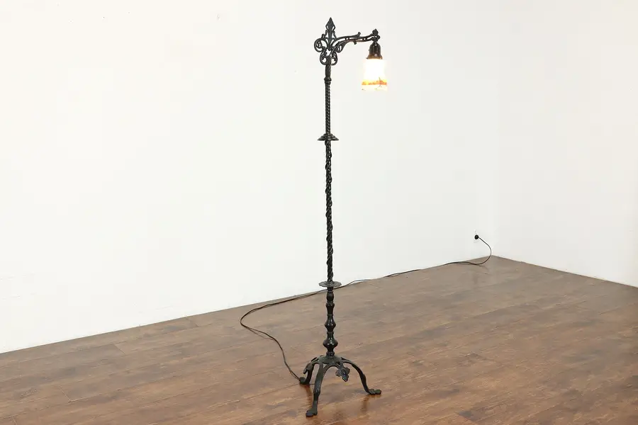 Photo of Renaissance Design Wrought Iron Antique Bridge or Floor Reading Lamp