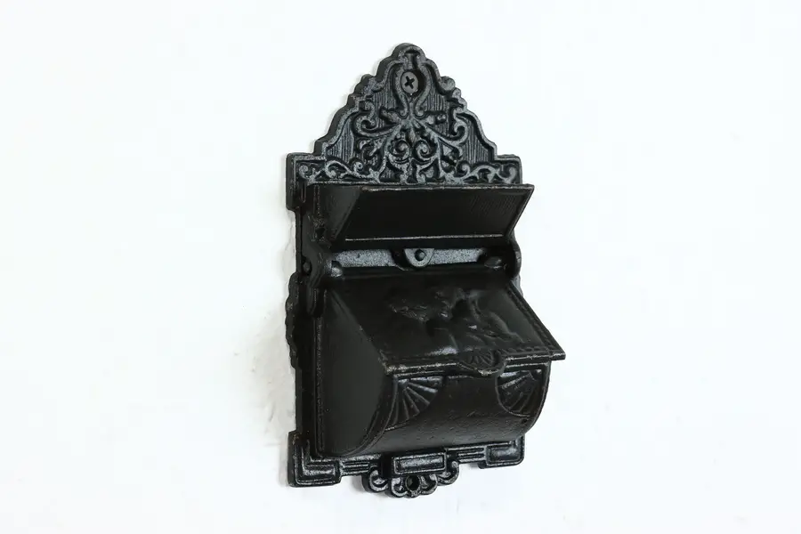 Photo of Victorian Style Iron Wall Hanging Match Holder, Venus & Cupid, VM Co