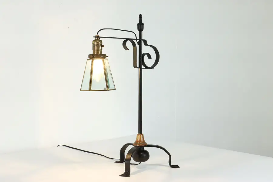 Photo of Farmhouse Antique Wrought Iron Table or Desk Lamp