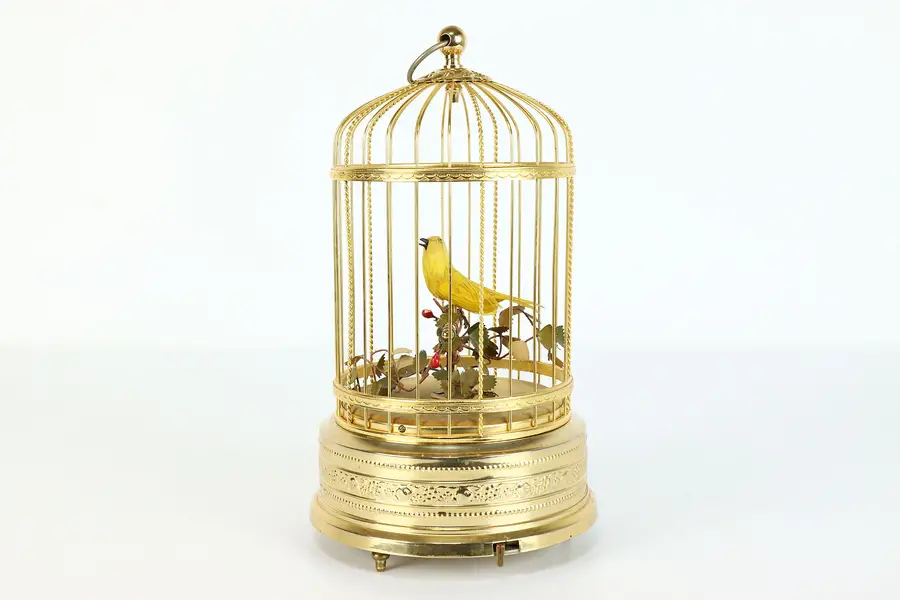 Photo of Singing Bird Vintage Automaton, Japanese Gold Birdcage