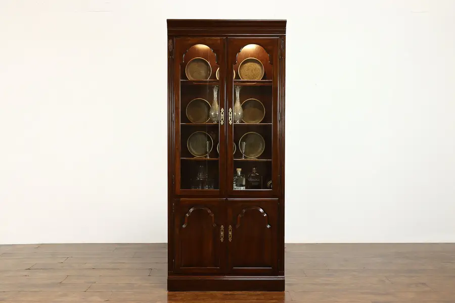 Photo of Traditional Vintage Lighted China or Curio Display Cabinet, Ethan Allen