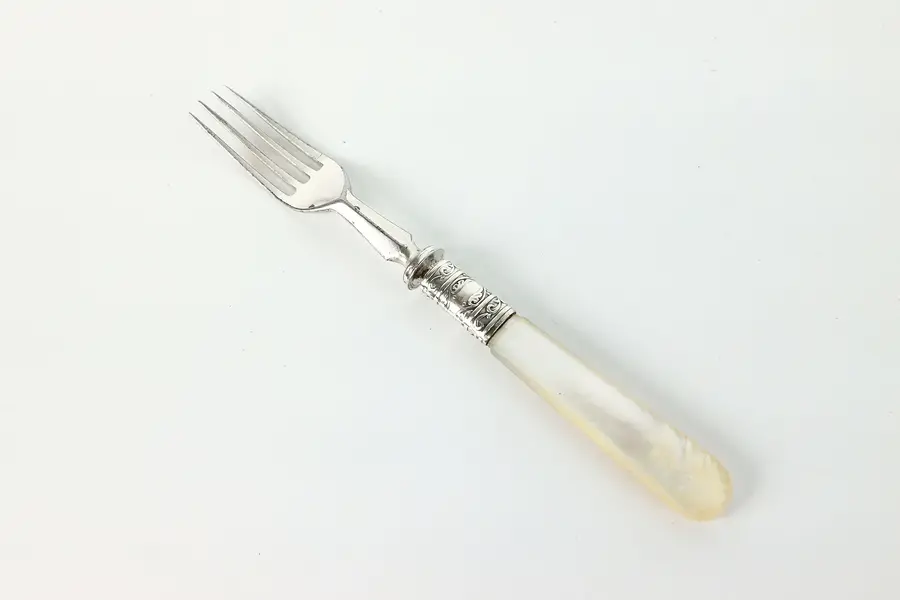 Photo of Victorian Antique Silverplate Appetizer or Serving Fork Pearl Handle