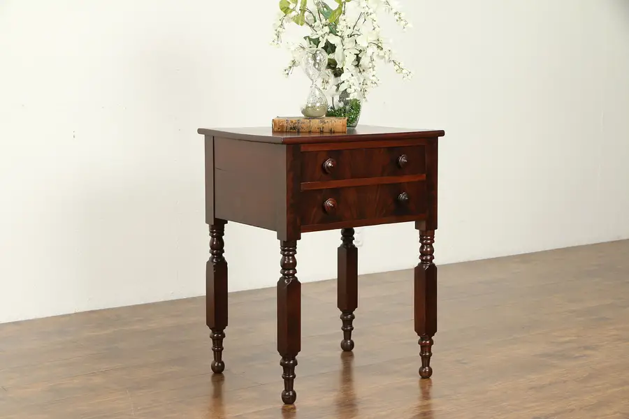 Photo of Victorian Cherry & Mahogany Antique Nightstand, Lamp or End Table